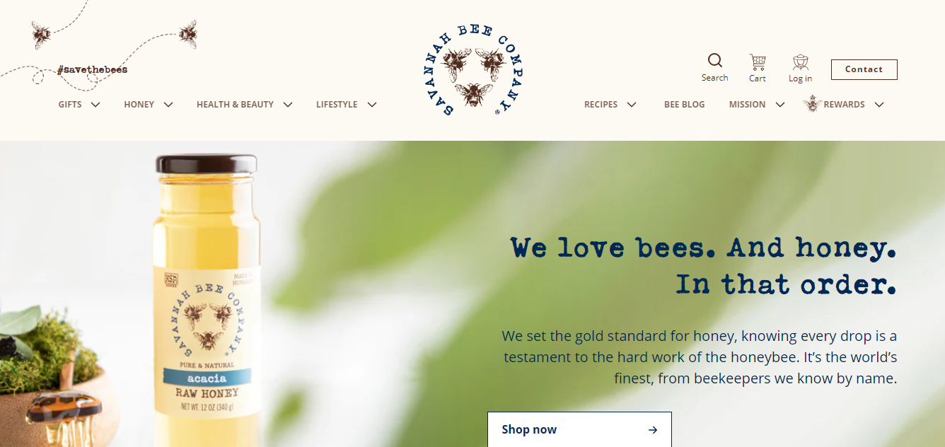 Savannah Bee Company homepage